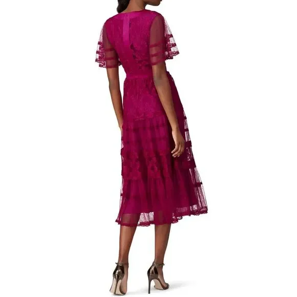 Temperley London Florence Short Sleeve Midi Dress in Purple Size 6 MSRP: $950 - Picture 3 of 10